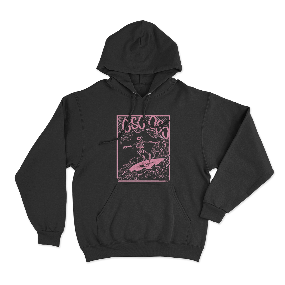 Skeleton Surfer Unisex Hoodie Black Skeleton Surfer Unisex Hoodie Black
