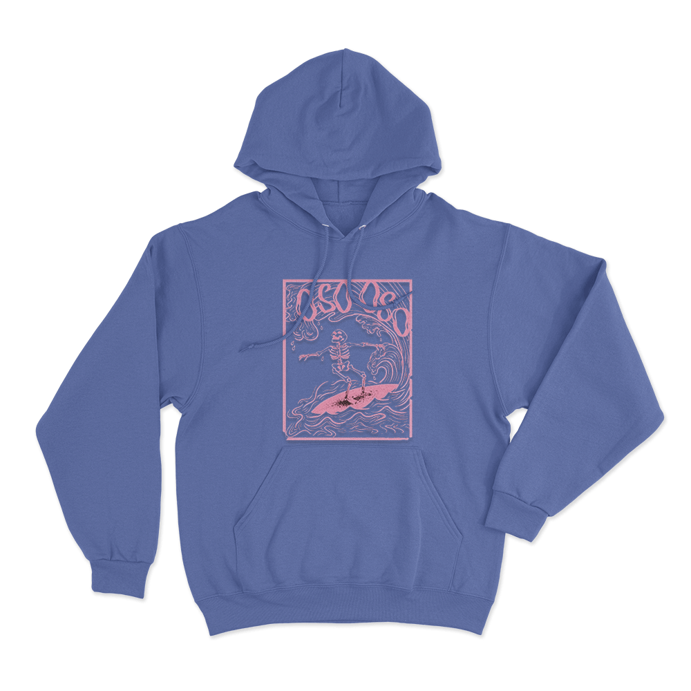 Skeleton Surfer Unisex Hoodie Blue Skeleton Surfer Unisex Hoodie Blue