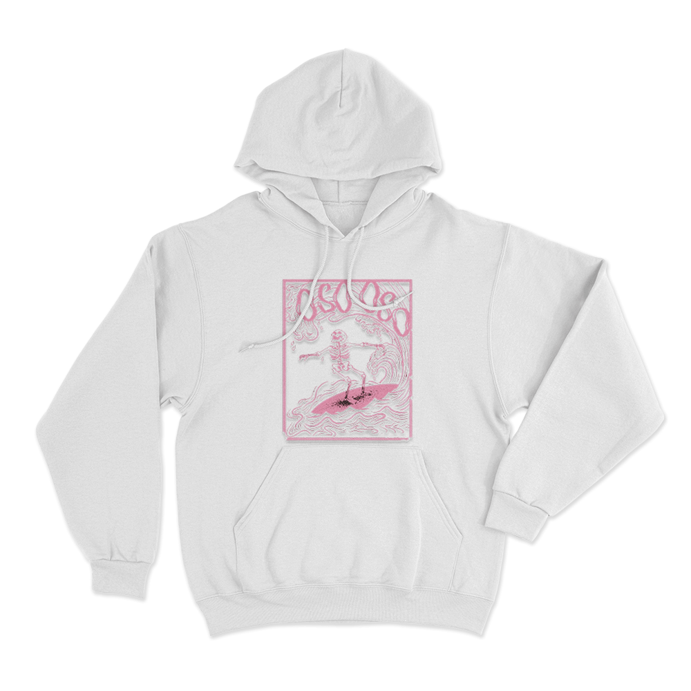 Skeleton Surfer Unisex Hoodie White Skeleton Surfer Unisex Hoodie White