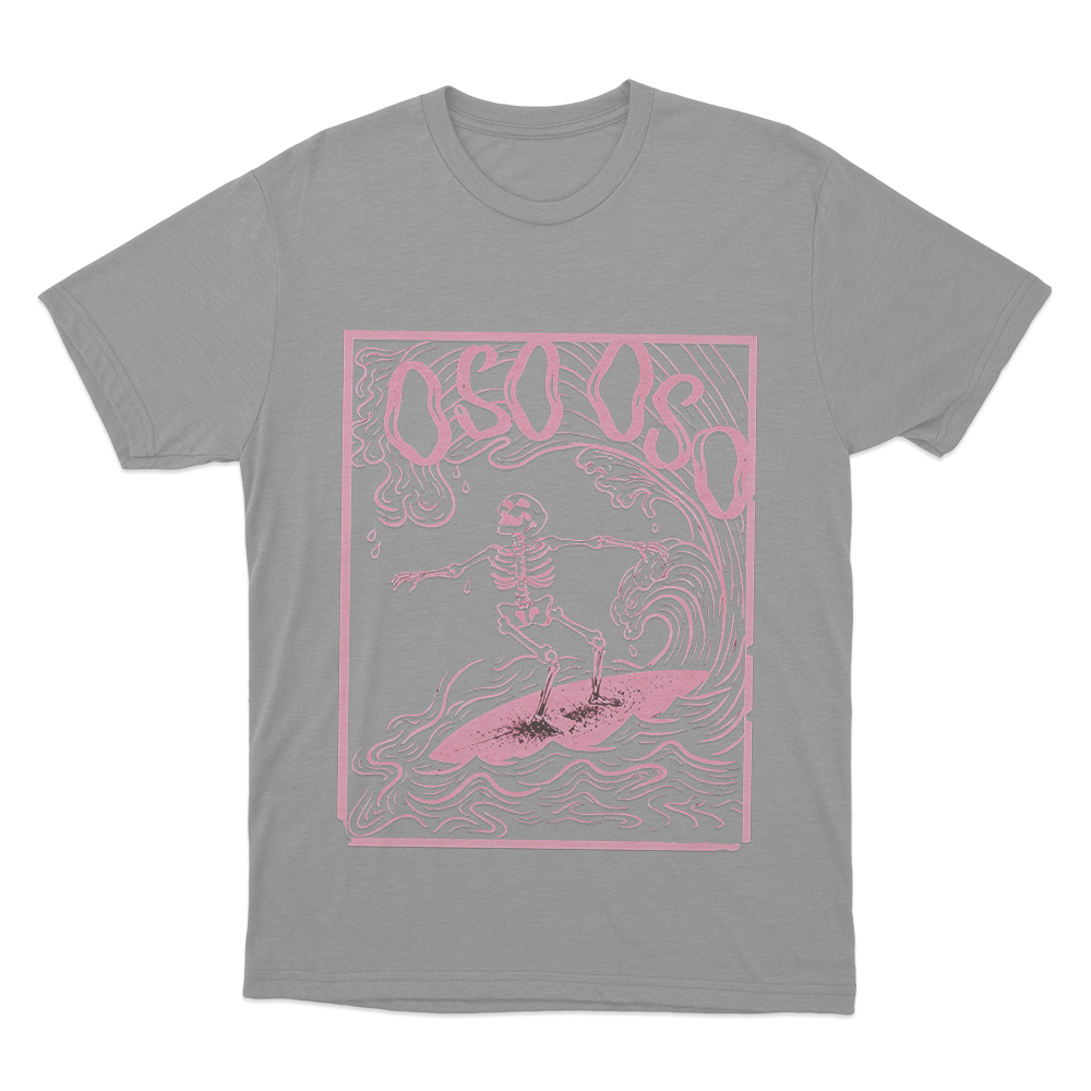 Skeleton Surfer Unisex T Shirt Grey Skeleton Surfer Unisex T Shirt Grey
