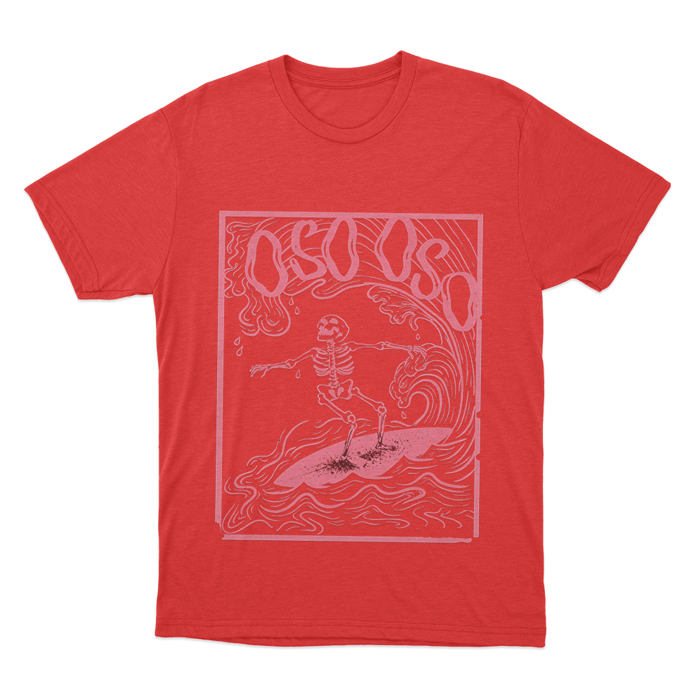 Skeleton Surfer Unisex T Shirt Red Skeleton Surfer Unisex T Shirt Red