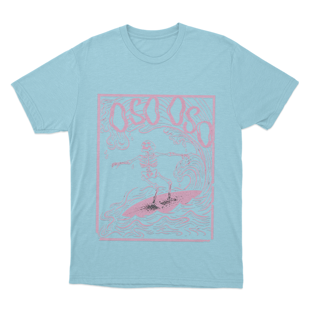 Skeleton Surfer Unisex T Shirt Sky Blue Skeleton Surfer Unisex T Shirt Sky Blue
