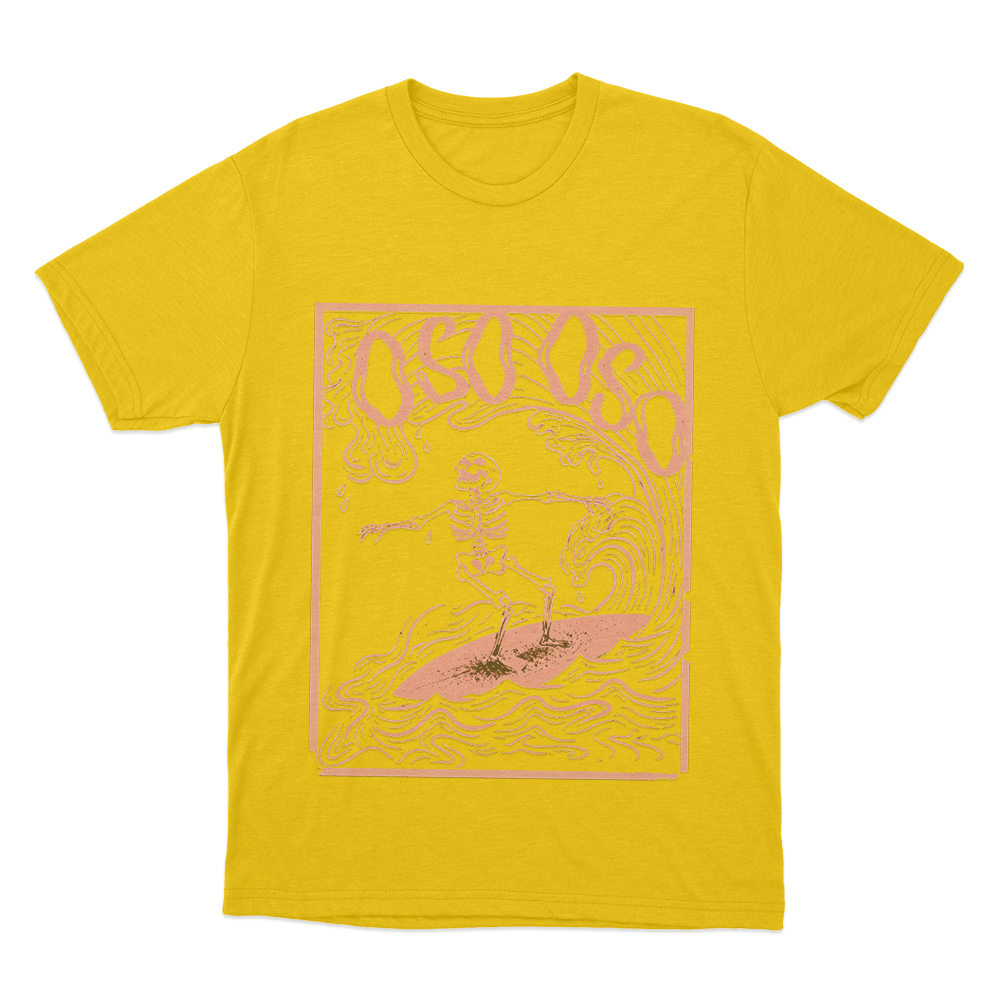 Skeleton Surfer Unisex T Shirt Yellow Skeleton Surfer Unisex T Shirt Yellow